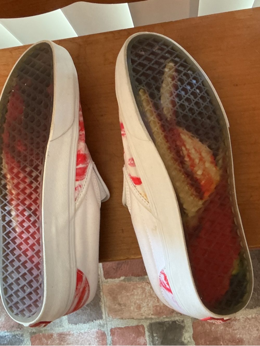 Vans Red and Pink Lip Print Slip-On Sneakers - Picture 5 of 7